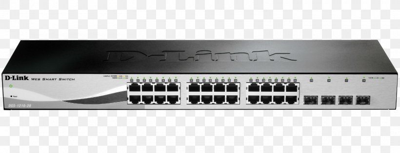 Network Switch Gigabit Ethernet Small Form-factor Pluggable Transceiver 1000BASE-T D-Link, PNG, 1560x600px, 10 Gigabit Ethernet, Network Switch, Audio Receiver, Dlink, Electronics Accessory Download Free