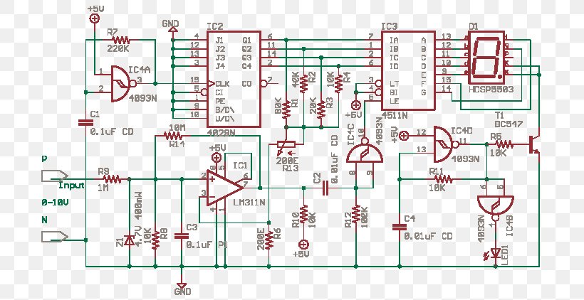 Electrical Network Electronic Circuit Electronics Integrated Circuits & Chips Voltmeter, PNG, 715x422px, Electrical Network, Area, Circuit Design, Circuit Diagram, Counter Download Free
