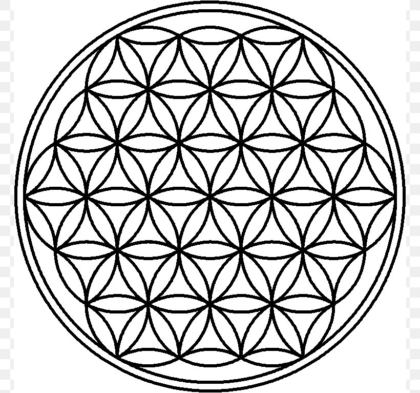 Overlapping Circles Grid Sacred Geometry Geometric Shape Vesica Piscis, PNG, 766x766px, Overlapping Circles Grid, Area, Art, Black And White, Drawing Download Free