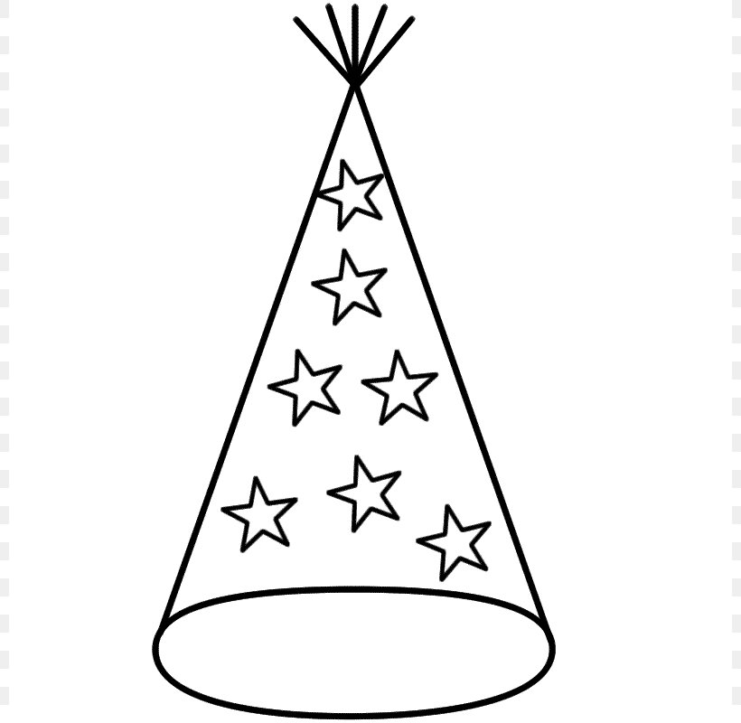 Party Hat New Years Eve Coloring Book, PNG, 800x800px, Party Hat, Area, Birthday, Black And White, Cap Download Free