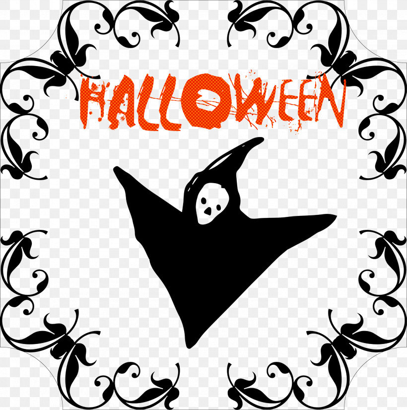 Happy Halloween, PNG, 2976x3000px, Happy Halloween, Beak, Birds, Black And White, Line Download Free