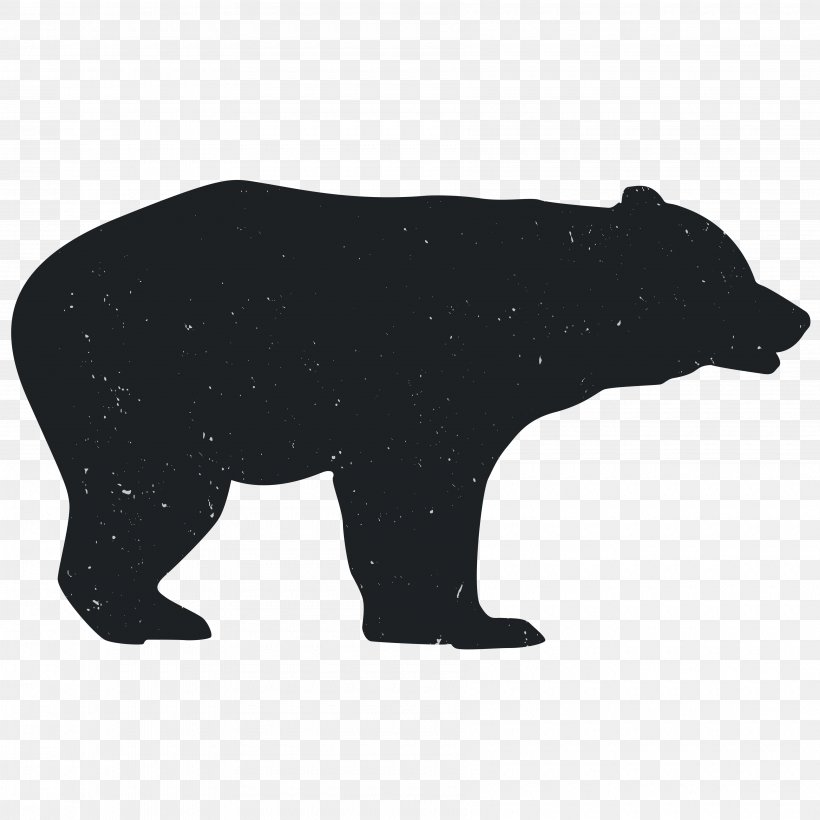 Bear Silhouette Dog Animal, PNG, 3600x3600px, Bear, Animal, Black, Black And White, Canidae Download Free