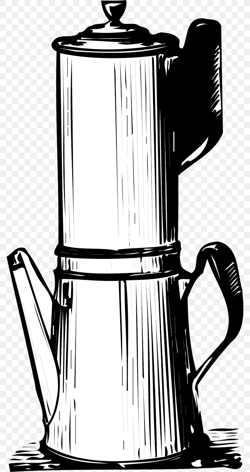 Coffee Kettle, PNG, 778x1546px, Coffee, Black And White, Chimney, Coffee Percolator, Coffeemaker Download Free