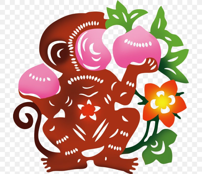 Monkey Chinese New Year Earthly Branches Papercutting, PNG, 714x710px, Monkey, Art, Artwork, Chinese New Year, Chinese Paper Cutting Download Free