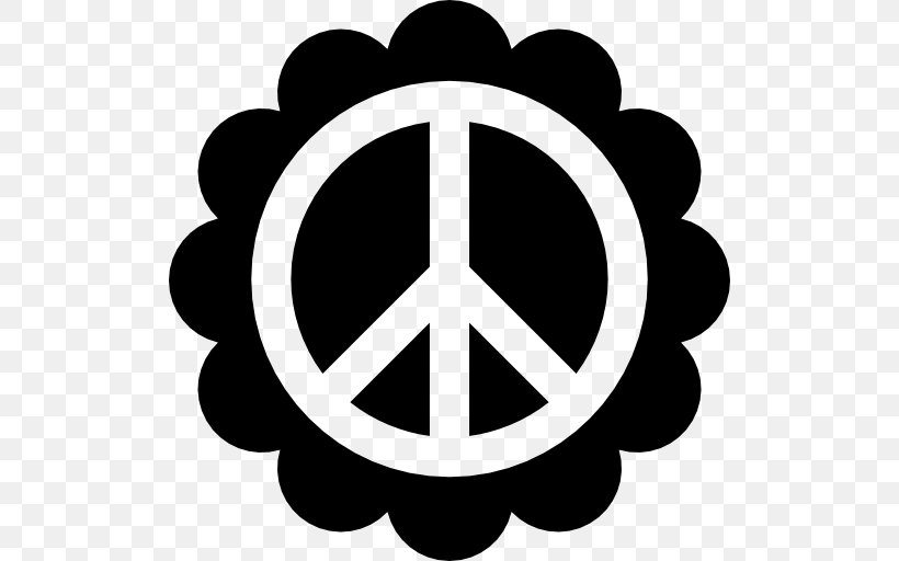 Peace Symbols Peace And Love, PNG, 512x512px, Peace Symbols, Black And White, Hippie, Logo, Love Download Free
