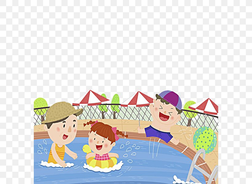 Swimming Pool Child Cartoon Illustration, PNG, 600x600px, Swimming, Area, Art, Boy, Cartoon Download Free