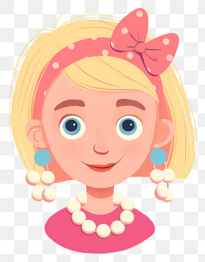 Blonde Girl - Blonde Girl With Bow And Accessories PNG
