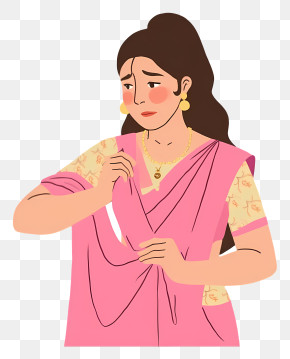 Sad Indian Woman - Woman In Traditional Sari PNG