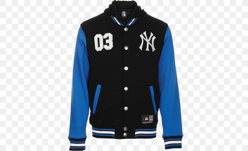 New York Yankees MLB Jacket Majestic Athletic T-shirt, PNG, 500x500px, New York Yankees, Baseball, Blue, Clothing, Coat Download Free