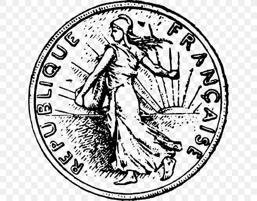 France French Franc Clip Art, PNG, 640x640px, France, Art, Artwork, Black And White, Coin Download Free