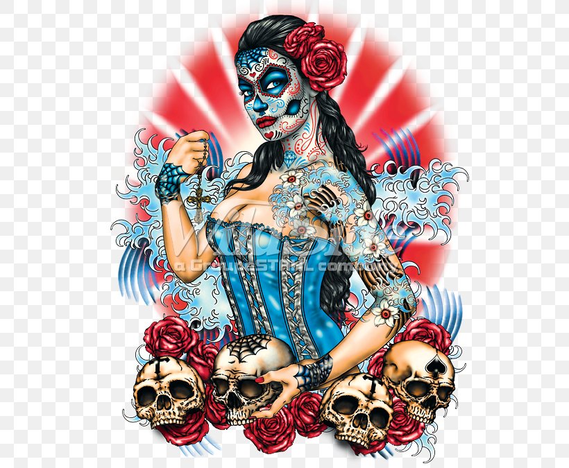 La Calavera Catrina Skull Day Of The Dead, PNG, 675x675px, Watercolor, Cartoon, Flower, Frame, Heart Download Free