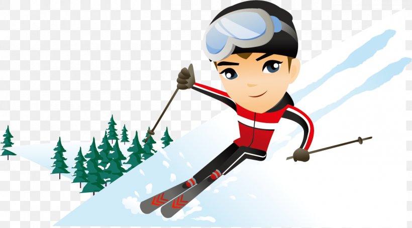 Skiing Cartoon Snow Illustration, PNG, 1258x697px, Skiing, Art, Cartoon, Child, Comics Download Free