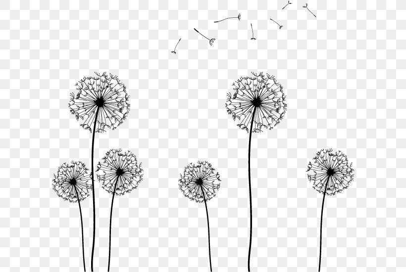 Seed Clip Art, PNG, 612x550px, Common Dandelion, Autocad Dxf, Black And White, Computer Graphics, Cut Flowers Download Free