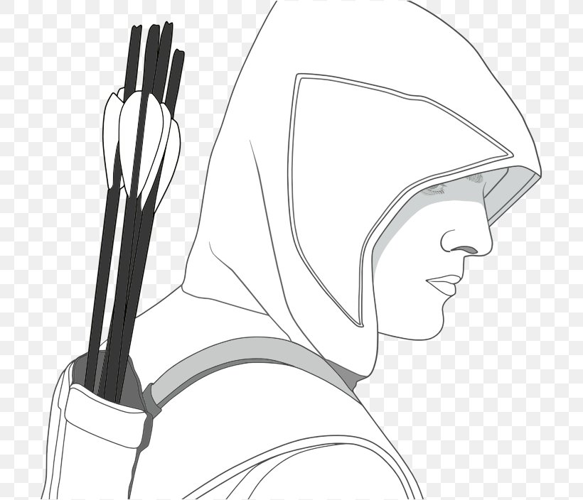 T-shirt Hoodie Red Hood Green Arrow, PNG, 707x704px, Tshirt, Arm, Artwork, Black And White, Coloring Book Download Free