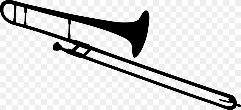 Trombone Silhouette Musical Instrument Clip Art, PNG, 2400x1105px, Watercolor, Cartoon, Flower, Frame, Heart Download Free