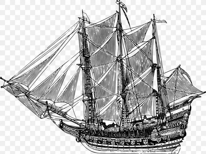 Sailing Ship Frigate Clip Art, PNG, 1280x956px, Ship, Baltimore Clipper, Barque, Barquentine, Black And White Download Free