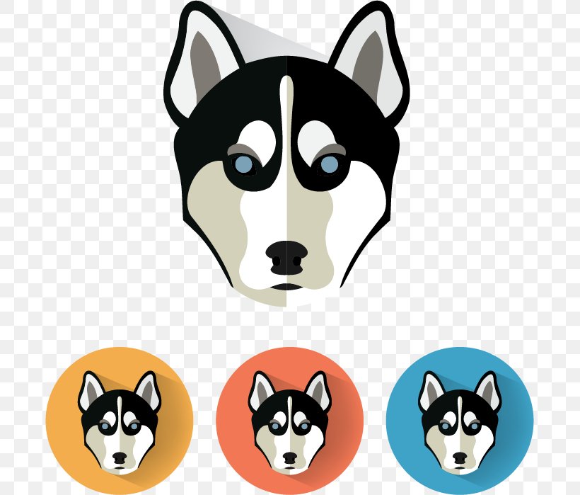 Siberian Husky Euclidean Vector Pack, PNG, 691x699px, Siberian Husky, Carnivoran, Cartoon, Dog, Dog Like Mammal Download Free