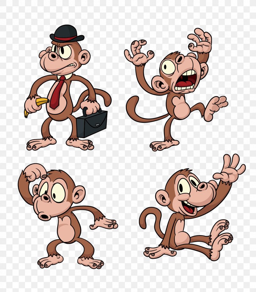 Chimpanzee Ape The Evil Monkey Cartoon, PNG, 1410x1604px, Watercolor, Cartoon, Flower, Frame, Heart Download Free