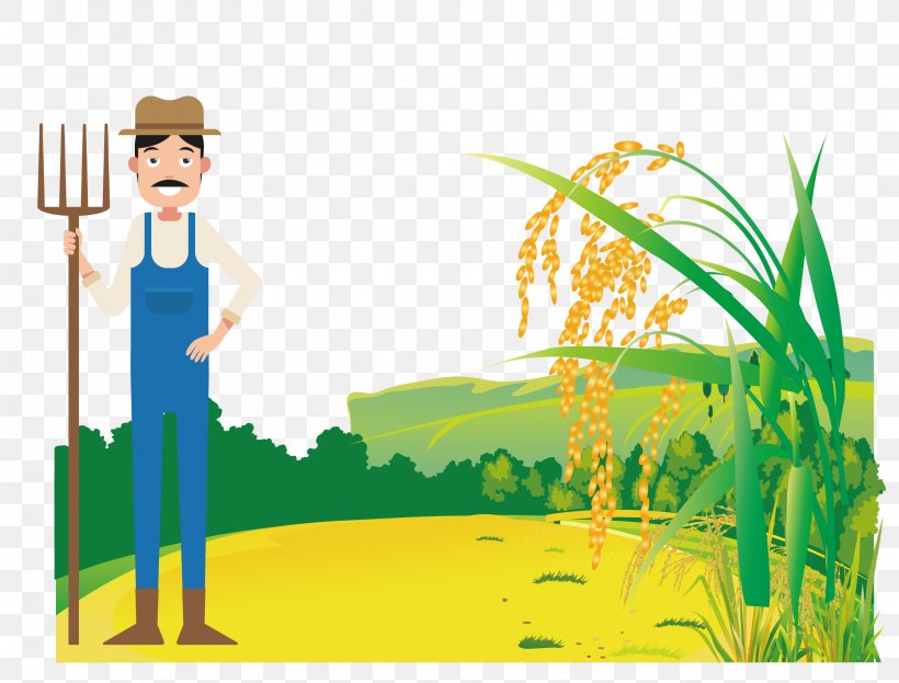 Vector Sowing Rice, PNG, 2234x1700px, Cartoon, Art, Drawing, Energy, Grass Download Free