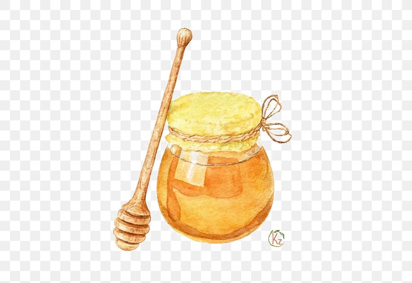 Honey Drawing Watercolor Painting Illustration, PNG, 564x564px, Honey, Color, Cutlery, Drawing, Jar Download Free