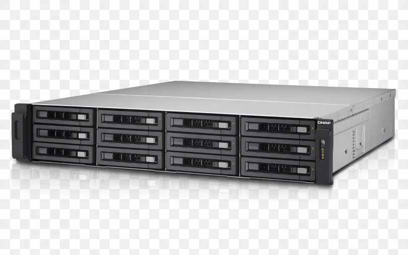 Network Storage Systems QNAP Systems, Inc. Serial Attached SCSI Data Storage QNAP TVS-EC1280U-SAS-RP, PNG, 3000x1875px, Network Storage Systems, Audio Receiver, Computer Component, Data Storage, Data Storage Device Download Free
