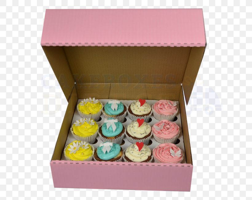 Cupcake Box Bakery Muffin Donuts, PNG, 650x650px, Cupcake, Bakery, Box, Buttercream, Cake Download Free