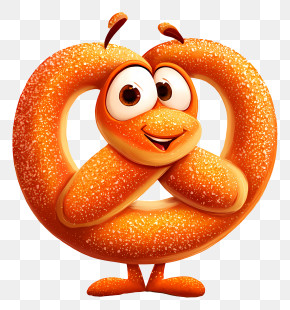 Animated Pretzel - Smiling Pretzel Cartoon Character PNG