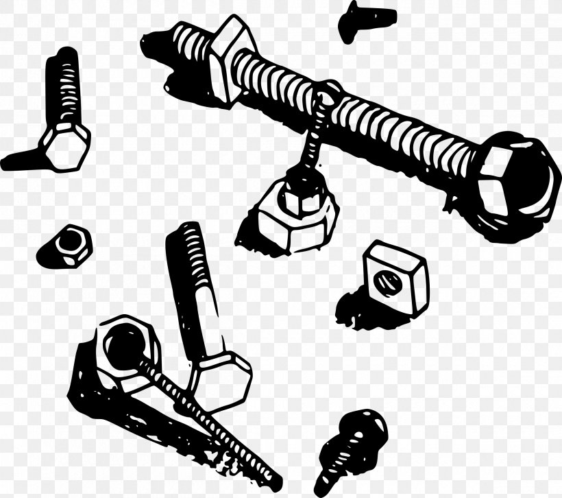 Nut Bolt Screw Clip Art, PNG, 2400x2127px, Nut, Black, Black And White, Bolt, Carriage Bolt Download Free