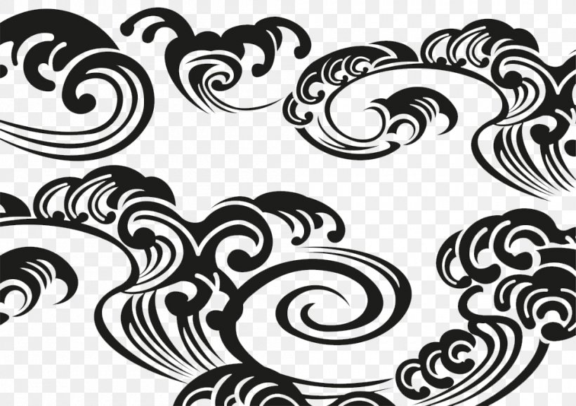 Wave Tattoo Tribe Euclidean Vector, PNG, 1000x707px, Wave, Art, Black And White, Drawing, Idea Download Free