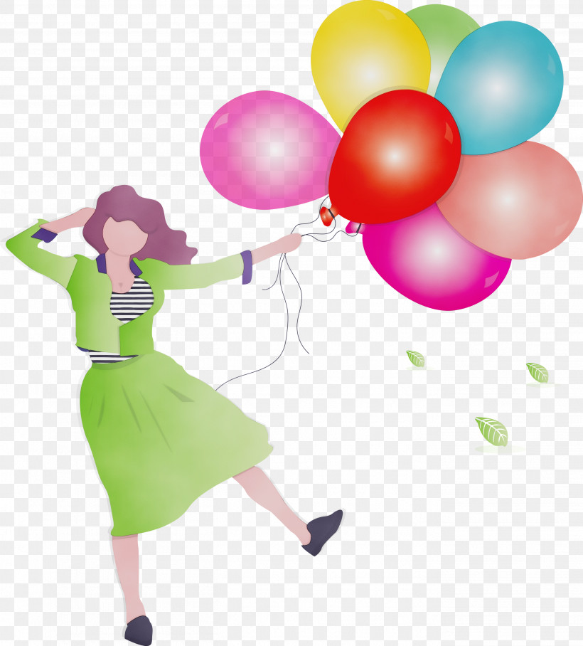 Balloon Party Supply Pink Magenta, PNG, 2708x3000px, Girl, Balloon, Happy, Magenta, Paint Download Free