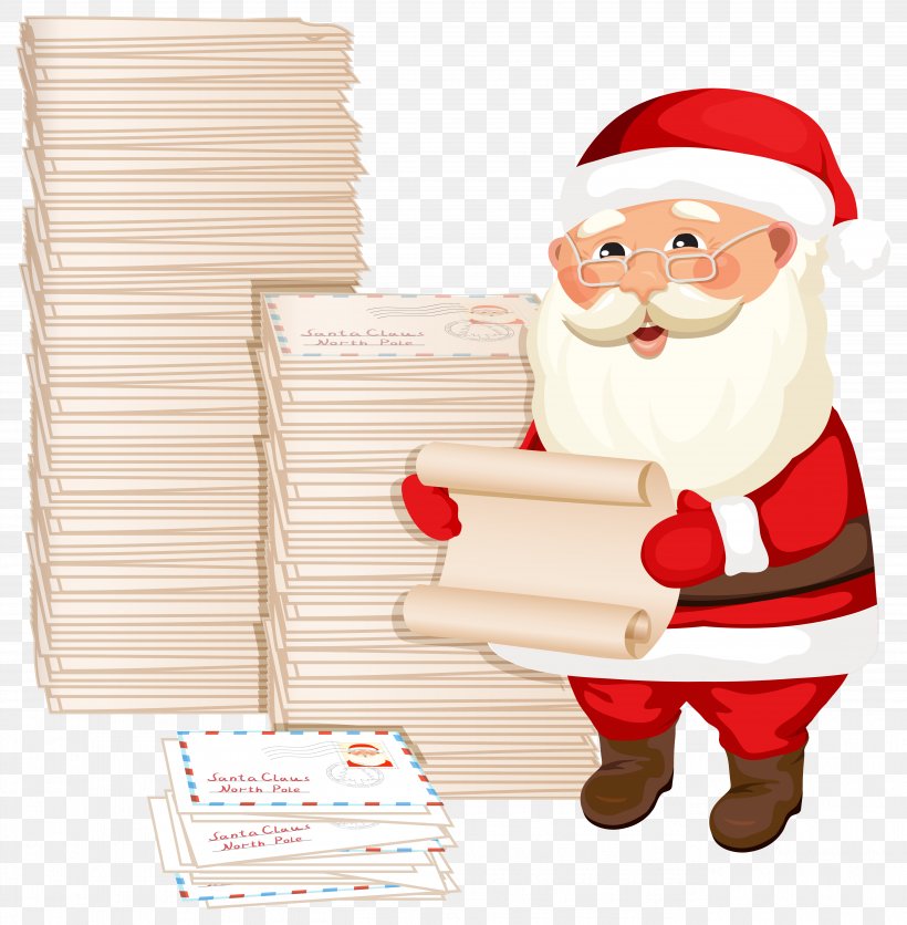 Santa Claus Gift Reading Illustration, PNG, 5206x5310px, Santa Claus, Animation, Christmas, Drawing, Fictional Character Download Free