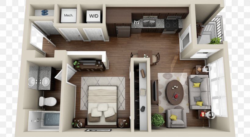 Studio Apartment House Plan 3D Floor Plan, PNG, 1000x550px, 3d Floor Plan, Apartment, Architectural Plan, Architecture, Building Download Free