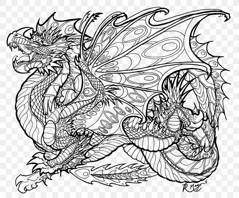 Coloring Book Colouring Pages Dragon Adult Child, PNG, 1846x1531px, Coloring Book, Adult, Art, Artwork, Black And White Download Free