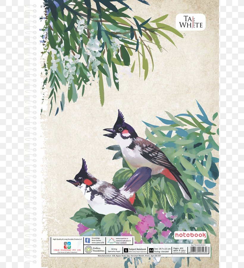 Paperback Notebook Flora Fauna, PNG, 750x900px, Paper, Beak, Bed Sheets, Bird, Centimeter Download Free