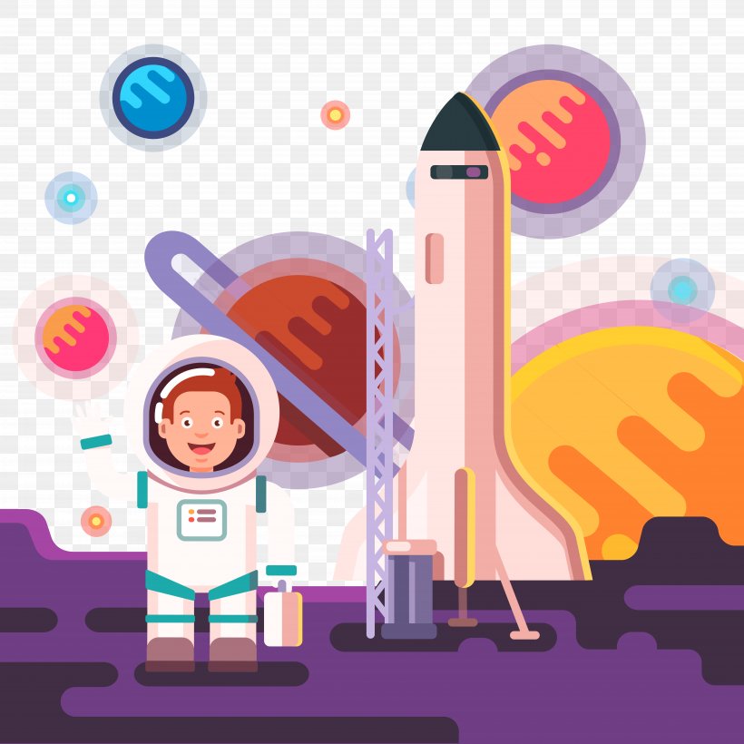 Astronaut Outer Space Spacecraft Cartoon, PNG, 7500x7500px, Astronaut, Art, Cartoon, Moon Landing, Outer Space Download Free