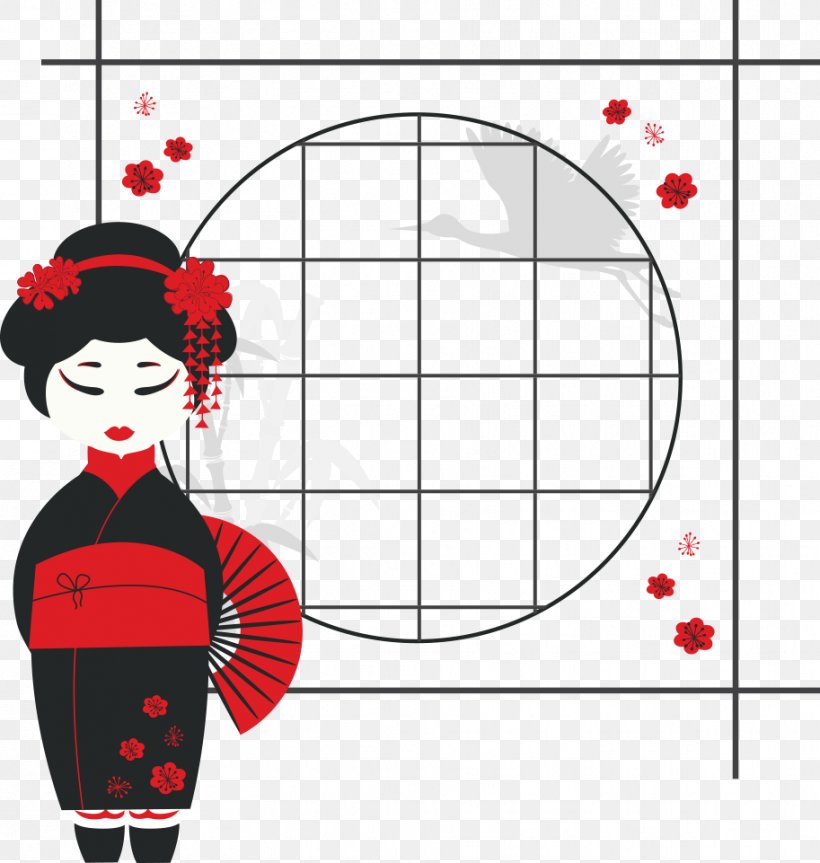 Japan Geisha Cartoon Illustration, PNG, 913x961px, Watercolor, Cartoon, Flower, Frame, Heart Download Free