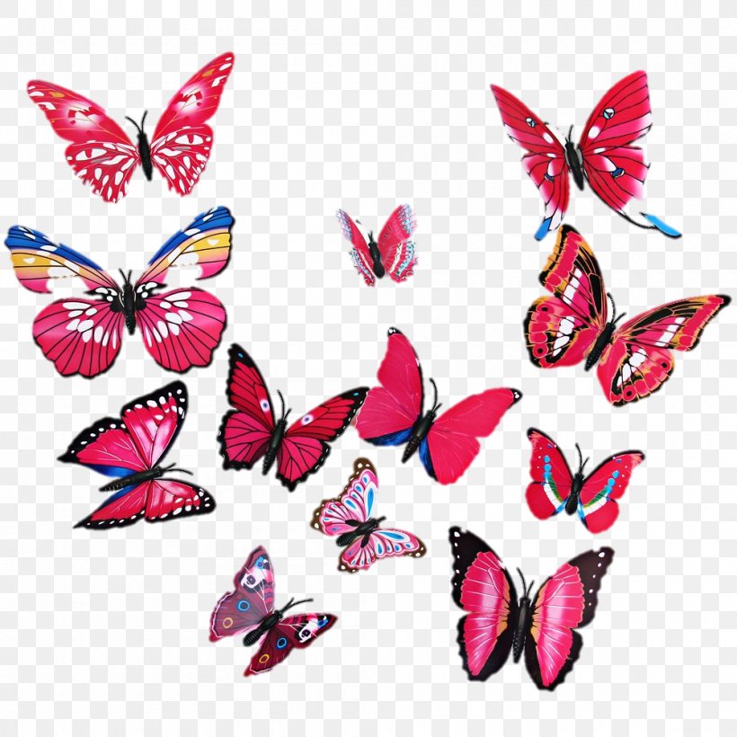 Butterfly Wall Sticker Room Painting, PNG, 1000x1000px, Butterfly, Bedroom, Brush Footed Butterfly, Butterflies And Moths, Decorative Arts Download Free