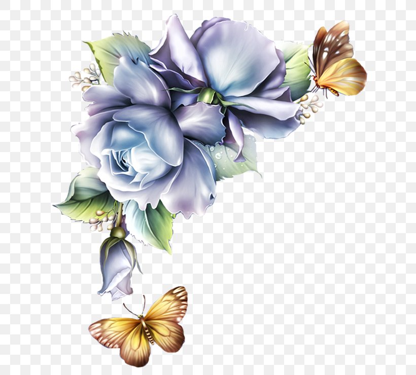 Clip Art, PNG, 650x740px, Flower, Blue Flower, Butterfly, Cut Flowers, Digital Scrapbooking Download Free