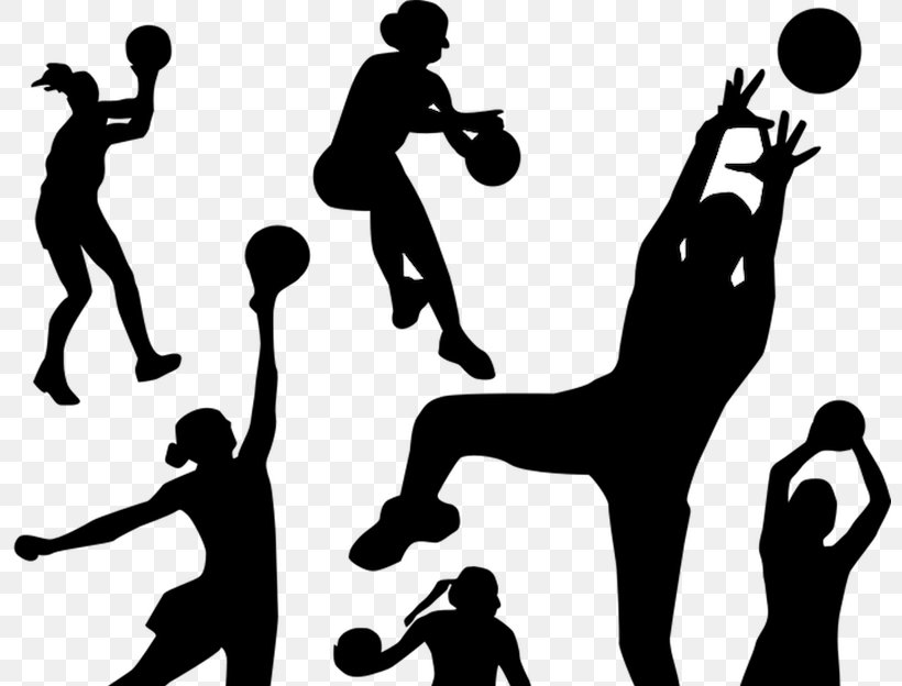Netball Silhouette Sport Clip Art, PNG, 800x624px, Netball, Ball, Basketball, Black And White, Hand Download Free