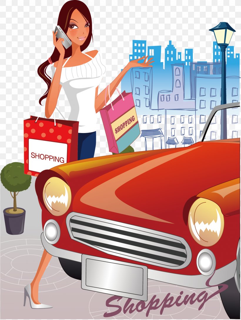 Shopping Fashion Illustration, PNG, 1406x1862px, Shopping, Advertising, Art, Automotive Design, Brand Download Free