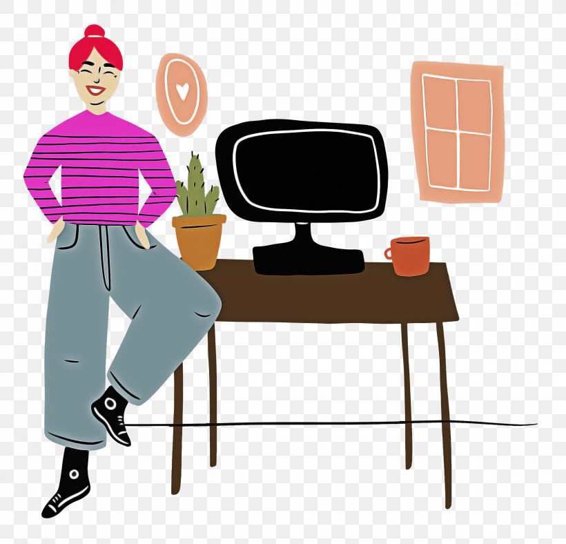 At Home, PNG, 2500x2403px, At Home, Cartoon, Chair, Desk, Drawing Download Free