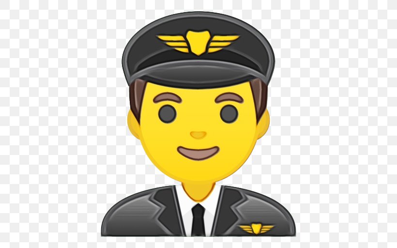 Emoji Smile, PNG, 512x512px, Watercolor, Aircraft Pilot, Cap, Cartoon, Dark Skin Download Free