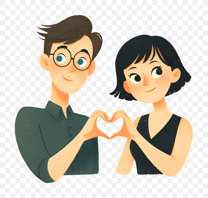 Romantic Couple Making Heart PNG
