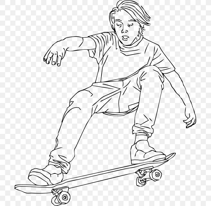 Skateboarding Drawing Ollie Longboard, PNG, 707x800px, Skateboarding, Aggressive Inline Skating, Arm, Black And White, Clothing Download Free