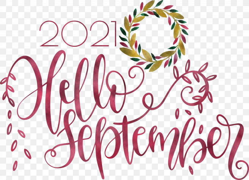 Hello September September, PNG, 3065x2222px, Hello September, Calligraphy, Flower, Geometry, Line Download Free