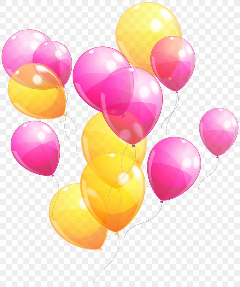 Balloon Party Pink Yellow Baby Shower, PNG, 4542x5424px, Balloon, Color, Heart, Magenta, Party Download Free