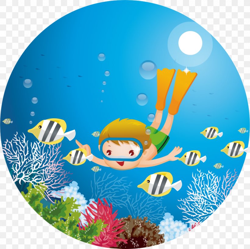 Sea Child Scuba Diving, PNG, 990x985px, Sea, Cartoon, Child, Marine Biology, Organism Download Free