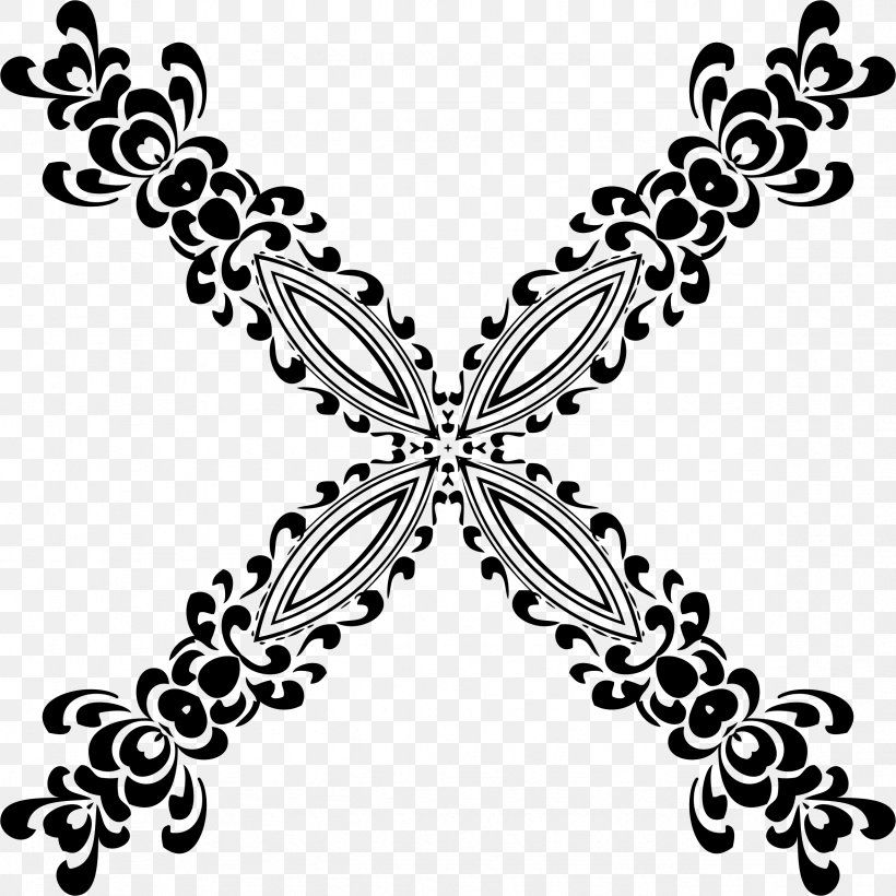 Black And White Flower Pattern, PNG, 2356x2356px, Black And White, Black, Butterfly, Drawing, Floral Design Download Free