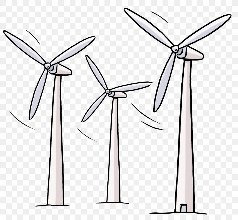 Wind Turbine Energy Wind Power Clip Art, PNG, 1981x1836px, Wind Turbine, Area, Artwork, Black And White, Drawing Download Free