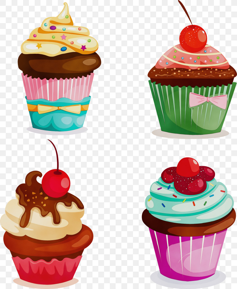 Baking Cup Cupcake Food Dessert Frozen Dessert, PNG, 2460x3000px, Watercolor, Baking Cup, Cake, Cupcake, Dessert Download Free